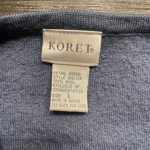 Vtg Cottagecore Women’s Size L Sweater Vest Wool Blue Floral Ribbon Embroidery - Picture 3 of 9